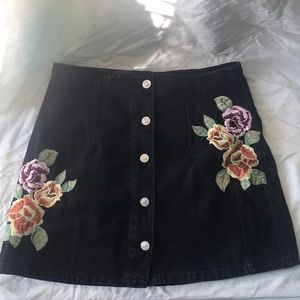 TOPSHOP Black Denim Skirt